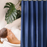 Waterproof Shower Curtain with Hooks Modern Thicken Polyester Shower Curtain for Home Hotel Bathroom Dark Blue