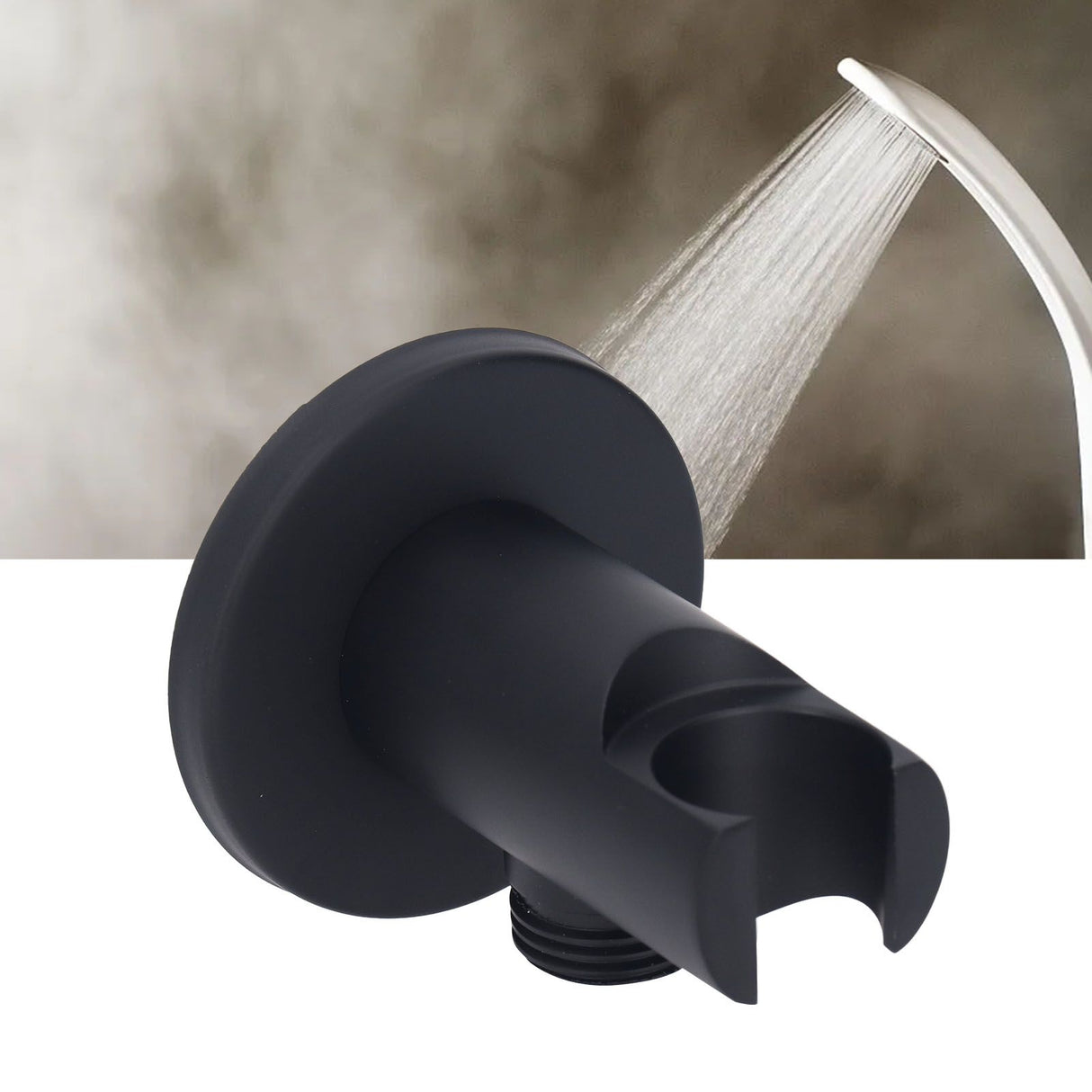Shower Head Holder Adjustable Copper Handheld Shower Wand Holder for Bathroom Black Round
