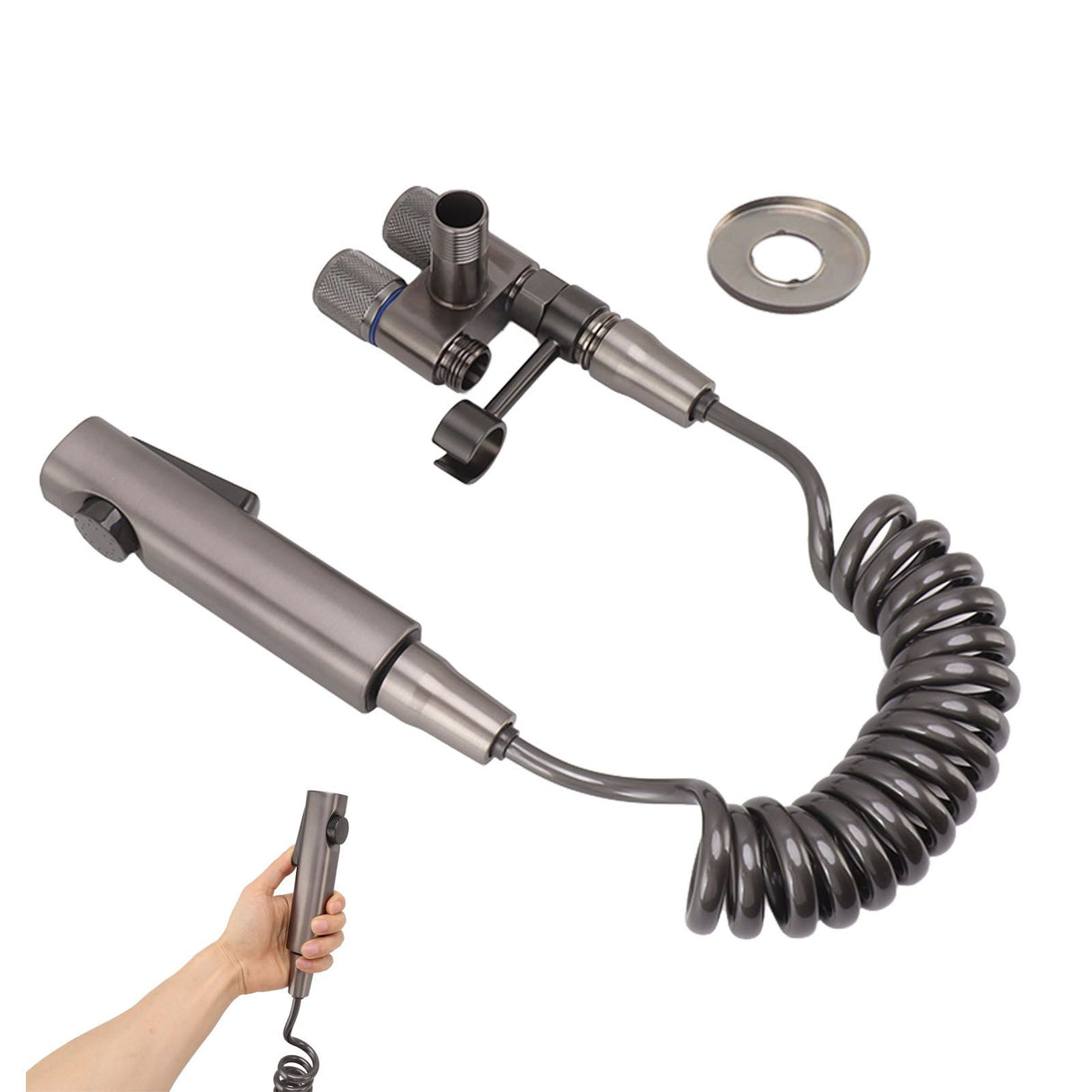 Bidet Sprayer for Toilet Handheld Bidet Attachment Toilet Sprayer Set with Hose for Feminine Wash Hygiene Grey