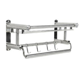 15.7in Bathroom Shelf Wall Mounted 201 Stainless Steel Waterproof Corrosion Prevention Towel Rack with Hooks for Shower - Top-Down View