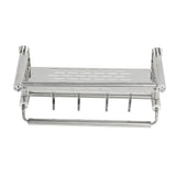 15.7in Bathroom Shelf Wall Mounted 201 Stainless Steel Waterproof Corrosion Prevention Towel Rack with Hooks for Shower