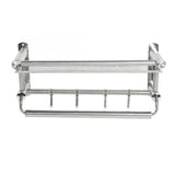 15.7in Bathroom Shelf Wall Mounted 201 Stainless Steel Waterproof Corrosion Prevention Towel Rack with Hooks for Shower - Close-Up Angle