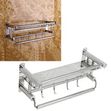 15.7in Bathroom Shelf Wall Mounted 201 Stainless Steel Waterproof Corrosion Prevention Towel Rack with Hooks for Shower - Extra Image