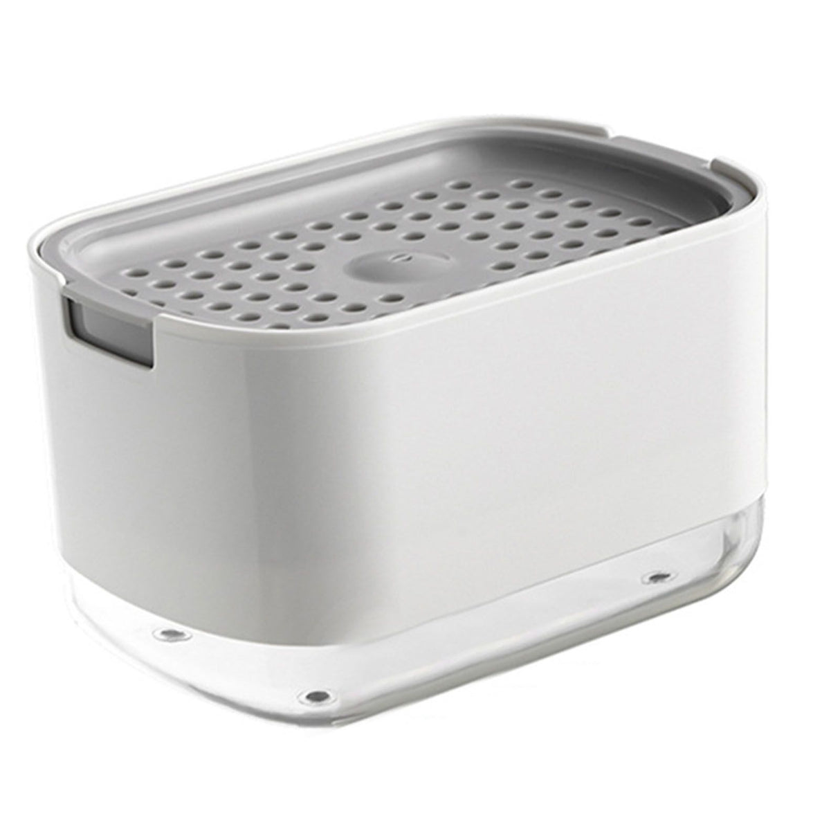 Soap Dispenser with Sponge Holder PP PET Press Type Soap Box for Cloth Dish Kitchen Cleaning White