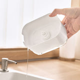 Soap Dispenser with Sponge Holder PP PET Press Type Soap Box for Cloth Dish Kitchen Cleaning White
