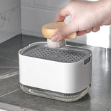 Soap Dispenser with Sponge Holder PP PET Press Type Soap Box for Cloth Dish Kitchen Cleaning White - Extra Image