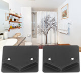 2Pcs Shower Curtain Rod Holder Square End Wall Mount Retainer Bathroom Accessories Black - Extra Image