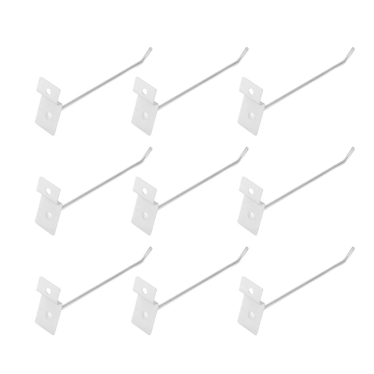 50pcs Slatwall Hooks Slot Plate Hook Slotted Plate Single Wire Hooks for Retail Display 15cm 3.3mm Diameter Silver