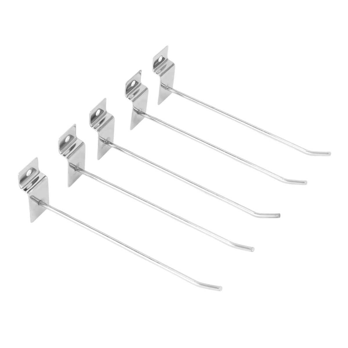 50pcs Slatwall Hooks Slot Plate Hook Slotted Plate Single Wire Hooks for Retail Display 15cm 3.3mm Diameter Silver
