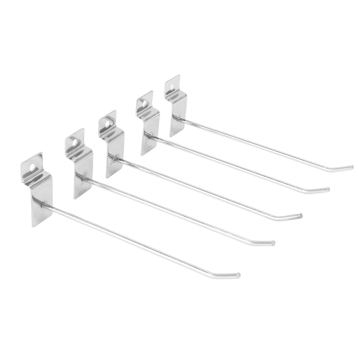 50pcs Slatwall Hooks Slot Plate Hook Slotted Plate Single Wire Hooks for Retail Display 15cm 3.3mm Diameter Silver