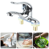 Bathroom Sink Faucet Zinc Alloy 2 Hole Single Handle Hot and Cold Water Mixer Tap for Home Hotel - Extra Image