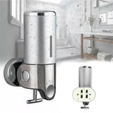 Wall Mounted Soap Dispenser Silver ABS Conditioner Body Wash Dispenser 500ml Soap Liquid Holder for Hotels Restaurants Home - Extra Image