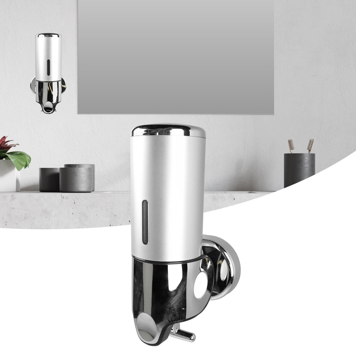 Wall Mounted Soap Dispenser Silver ABS Conditioner Body Wash Dispenser 500ml Soap Liquid Holder for Hotels Restaurants Home
