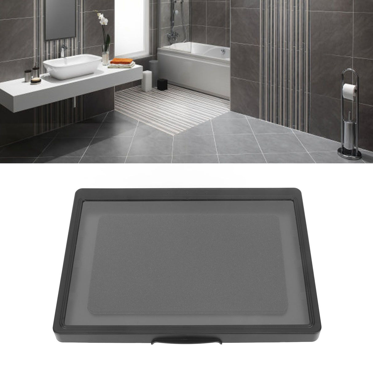 Shower Phone Holder Waterproof Rotatable Anti Fog Hands Free Easy Mounting Bathroom Tablet Case for Bathing Washroom Black