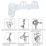 Bidet Attachment Self Cleaning Dual Nozzle Adjustable Water Pressure Cold Water Toilet Bidet for Feminine Wash 3/8