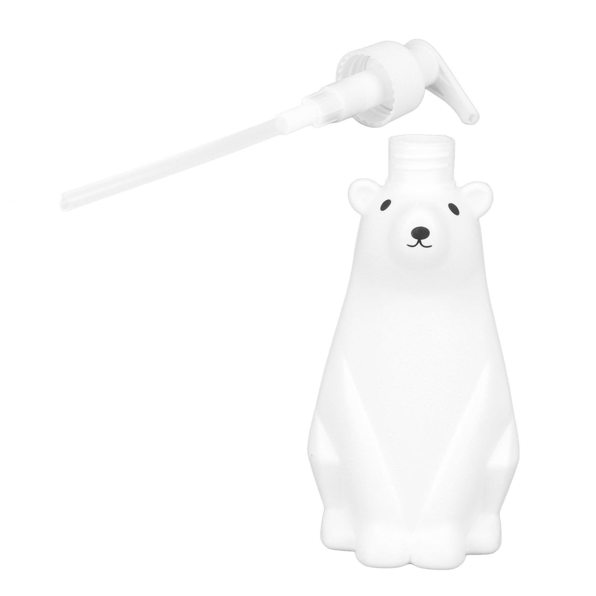 Shampoo Dispenser White Bear Style Pump Type Durable PP PE Widely Used Shower Bottles for Bathroom Washroom Toilet M(11.6x3.0in)