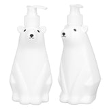 Shampoo Dispenser White Bear Style Pump Type Durable PP PE Widely Used Shower Bottles for Bathroom Washroom Toilet M(11.6x3.0in)