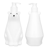 Shampoo Dispenser White Bear Style Pump Type Durable PP PE Widely Used Shower Bottles for Bathroom Washroom Toilet M(11.6x3.0in) - Extra Image