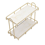 2 Tier Bathroom Shelf Countertop Standing Shelf with Partition Cosmetic Storage Rack Holder Gold Small 31x23cm - Front View