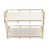 2 Tier Bathroom Shelf Countertop Standing Shelf with Partition Cosmetic Storage Rack Holder Gold Small 31x23cm