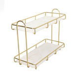 2 Tier Bathroom Shelf Countertop Standing Shelf with Partition Cosmetic Storage Rack Holder Gold Small 31x23cm
