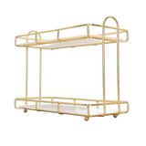 2 Tier Bathroom Shelf Countertop Standing Shelf with Partition Cosmetic Storage Rack Holder Gold Small 31x23cm - Low Angle