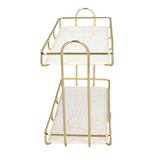 2 Tier Bathroom Shelf Countertop Standing Shelf with Partition Cosmetic Storage Rack Holder Gold Small 31x23cm