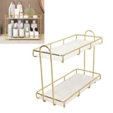2 Tier Bathroom Shelf Countertop Standing Shelf with Partition Cosmetic Storage Rack Holder Gold Small 31x23cm - Extra Image