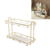 2 Tier Bathroom Shelf Countertop Standing Shelf with Partition Cosmetic Storage Rack Holder Gold Small 31x23cm