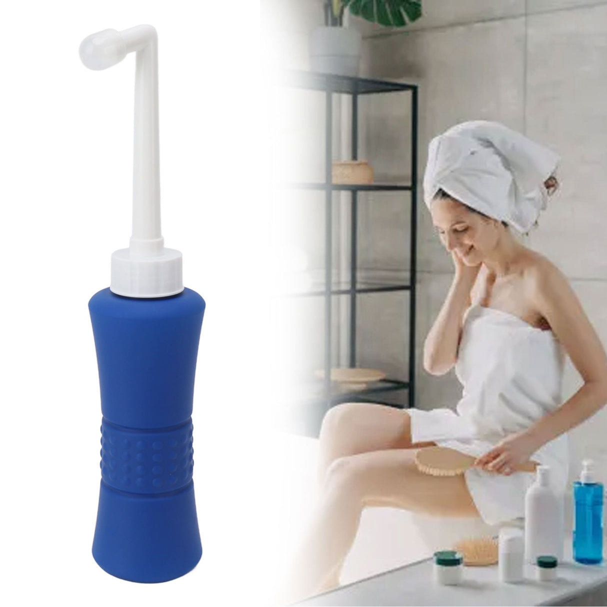 Vaginal Douche Manual Pressure Clean 500 Ml Capacity Leak Proof Vaginal Douche Cleanser with Storage Bag for Postpartum Recovery Dark Blue
