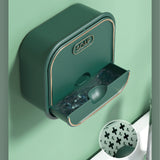 Home Soap Box Non Perforated Wall Mounted Draining Soap Box Flip Cover Bathroom Soap Box Dark Green - Extra Image