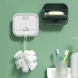 Home Soap Box Non Perforated Wall Mounted Draining Soap Box Flip Cover Bathroom Soap Box White