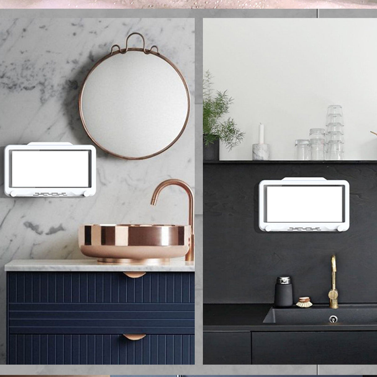 Wall Mount Phone Holder Waterproof Touch Screen Phone Case Stand for Bathroom Kitchen Mirror Bathtub