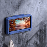Wall Mount Phone Holder Waterproof Touch Screen Phone Case Stand for Bathroom Kitchen Mirror Bathtub - 45-Degree Angle