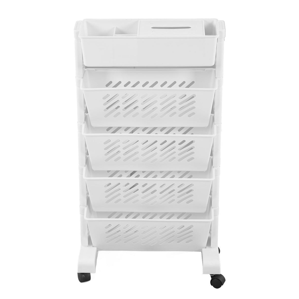 White Storage Organizer Shelf Removable Plastic Movable Bookshelf for Home Study Room 5 Layer