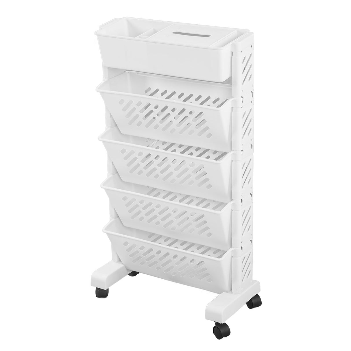 White Storage Organizer Shelf Removable Plastic Movable Bookshelf for Home Study Room 5 Layer
