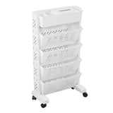 White Storage Organizer Shelf Removable Plastic Movable Bookshelf for Home Study Room 5 Layer - 45-Degree Angle