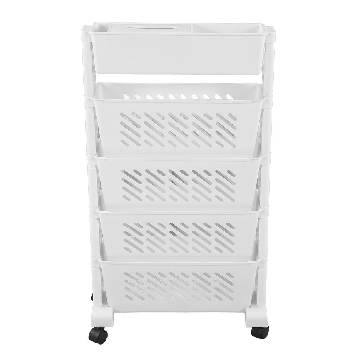 White Storage Organizer Shelf Removable Plastic Movable Bookshelf for Home Study Room 5 Layer