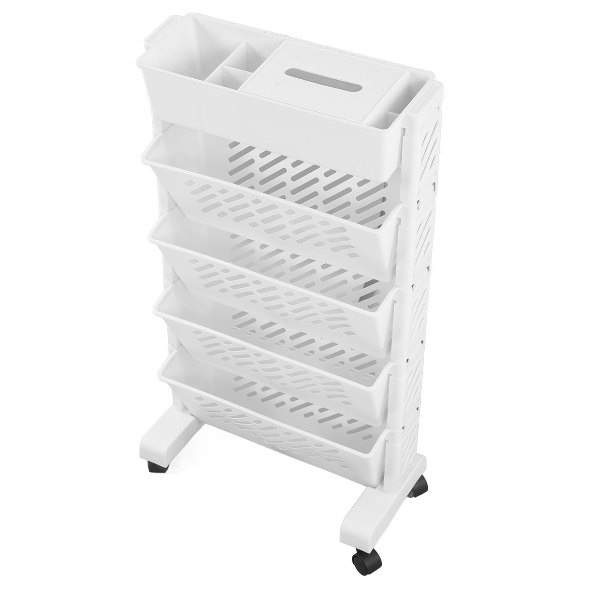 White Storage Organizer Shelf Removable Plastic Movable Bookshelf for Home Study Room 5 Layer
