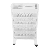 White Storage Organizer Shelf Removable Plastic Movable Bookshelf for Home Study Room 5 Layer