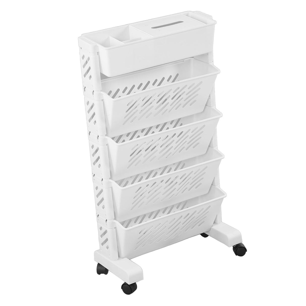 White Storage Organizer Shelf Removable Plastic Movable Bookshelf for Home Study Room 5 Layer