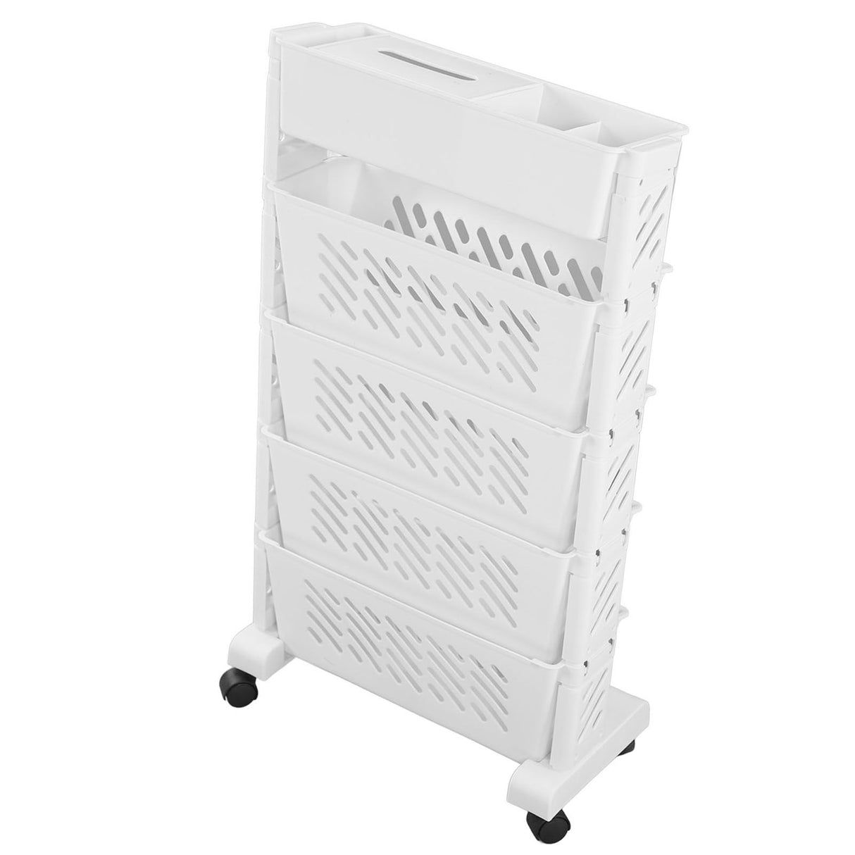 White Storage Organizer Shelf Removable Plastic Movable Bookshelf for Home Study Room 5 Layer