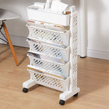 White Storage Organizer Shelf Removable Plastic Movable Bookshelf for Home Study Room 5 Layer