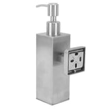 304 Stainless Steel Soap Dispenser Rustproof Refillable Soap Dispenser Soap Pump Bottle for Kitchen Bathroom Wall Mounted, Square - Rear View