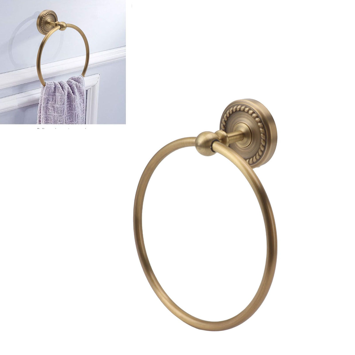 Bath Towel Ring Copper Round Wall Mounted Hand Shower Towel Holder Rack for Bathroom 970830