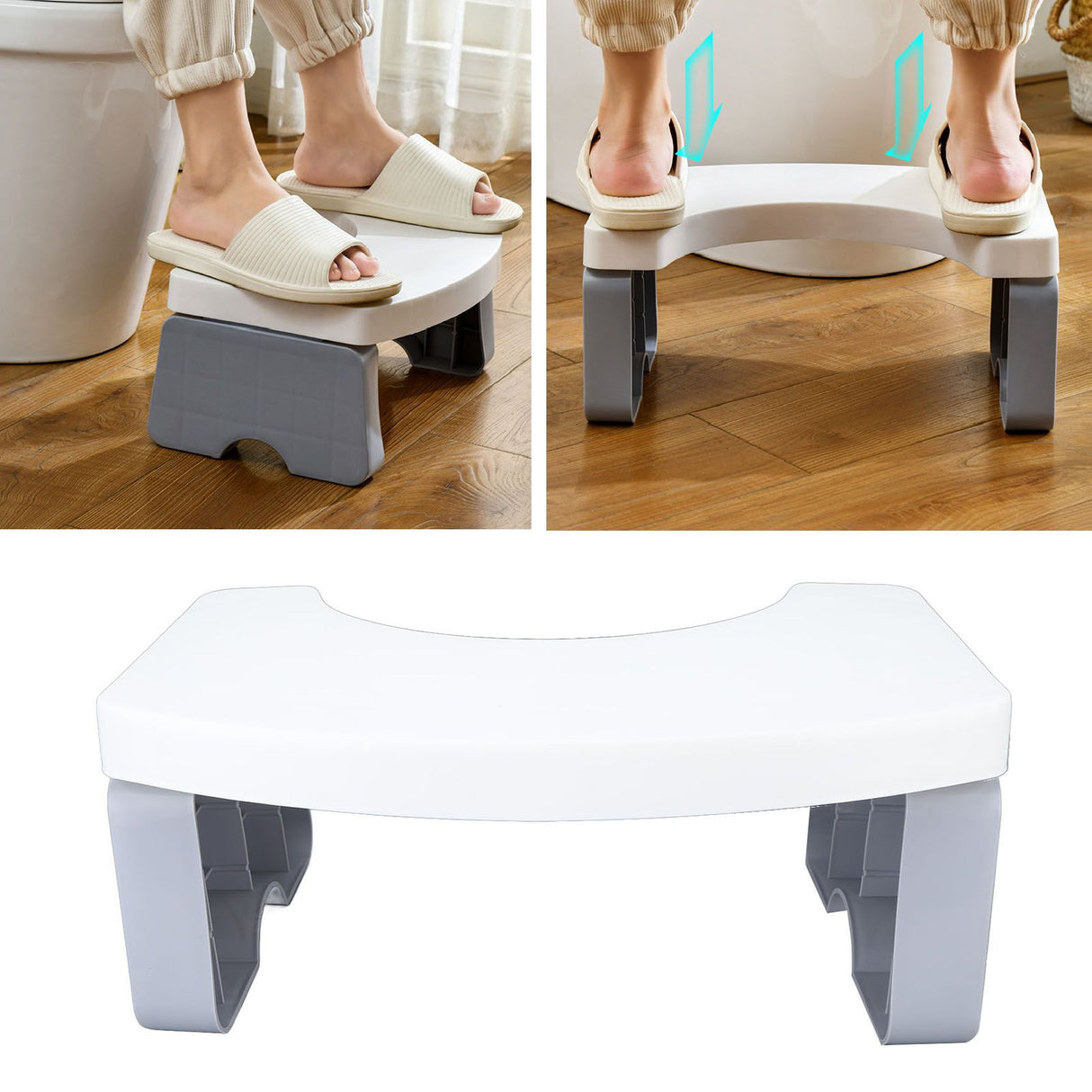 Foldable Toilet Potty Stool PP Portable Squatting Potty Foot Stool for Healthy Gifts Travel White