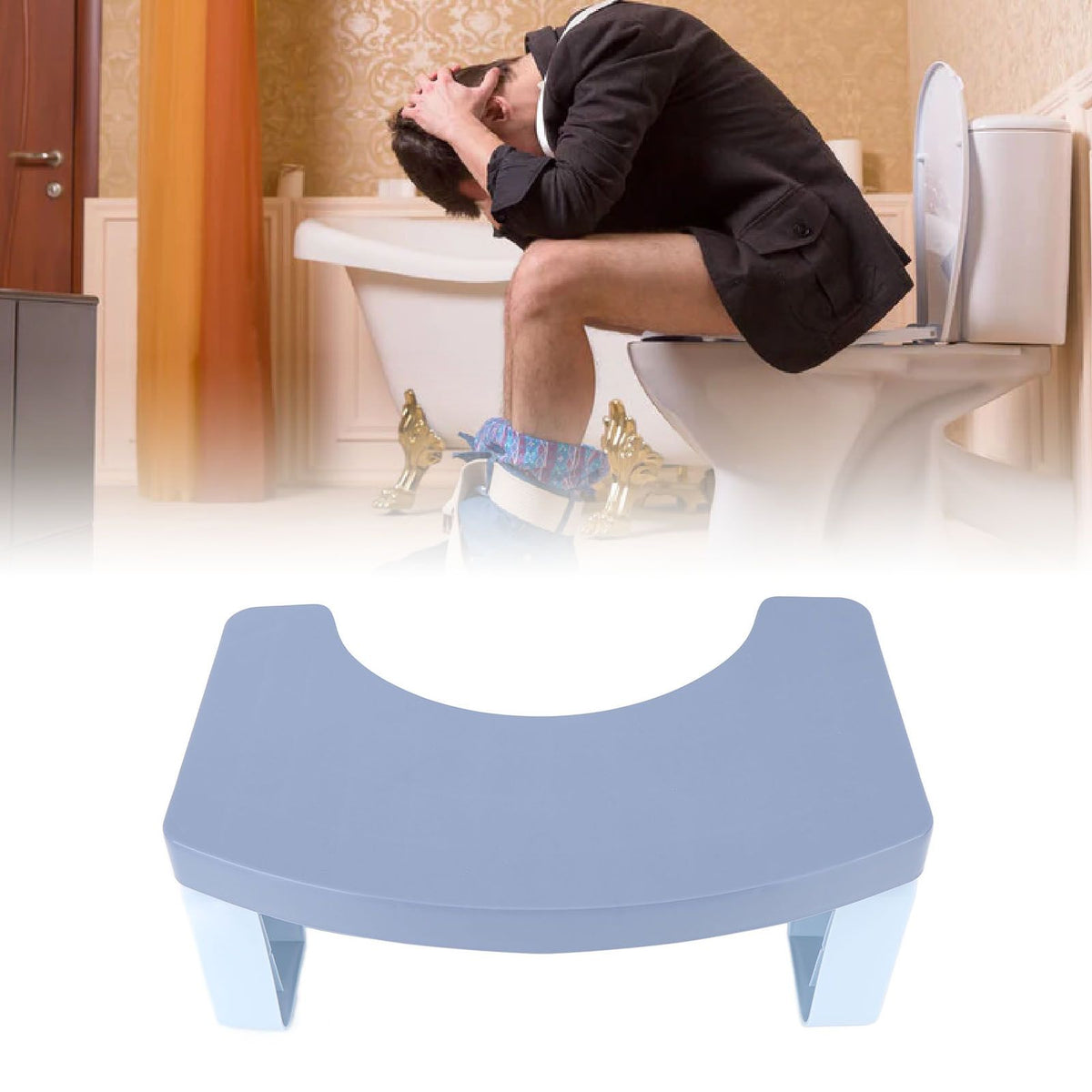 Foldable Toilet Potty Stool PP Portable Squatting Potty Foot Stool for Healthy Gifts Travel Blue