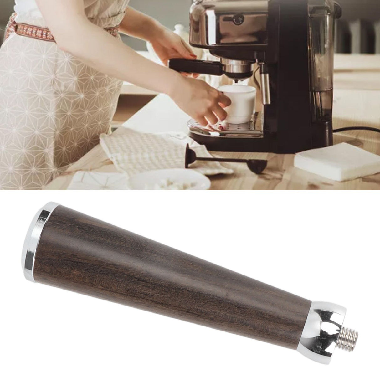 Coffee Portafilter Handle Black Rosewood M10 Thread Professional Coffee Filter Handle Replacement