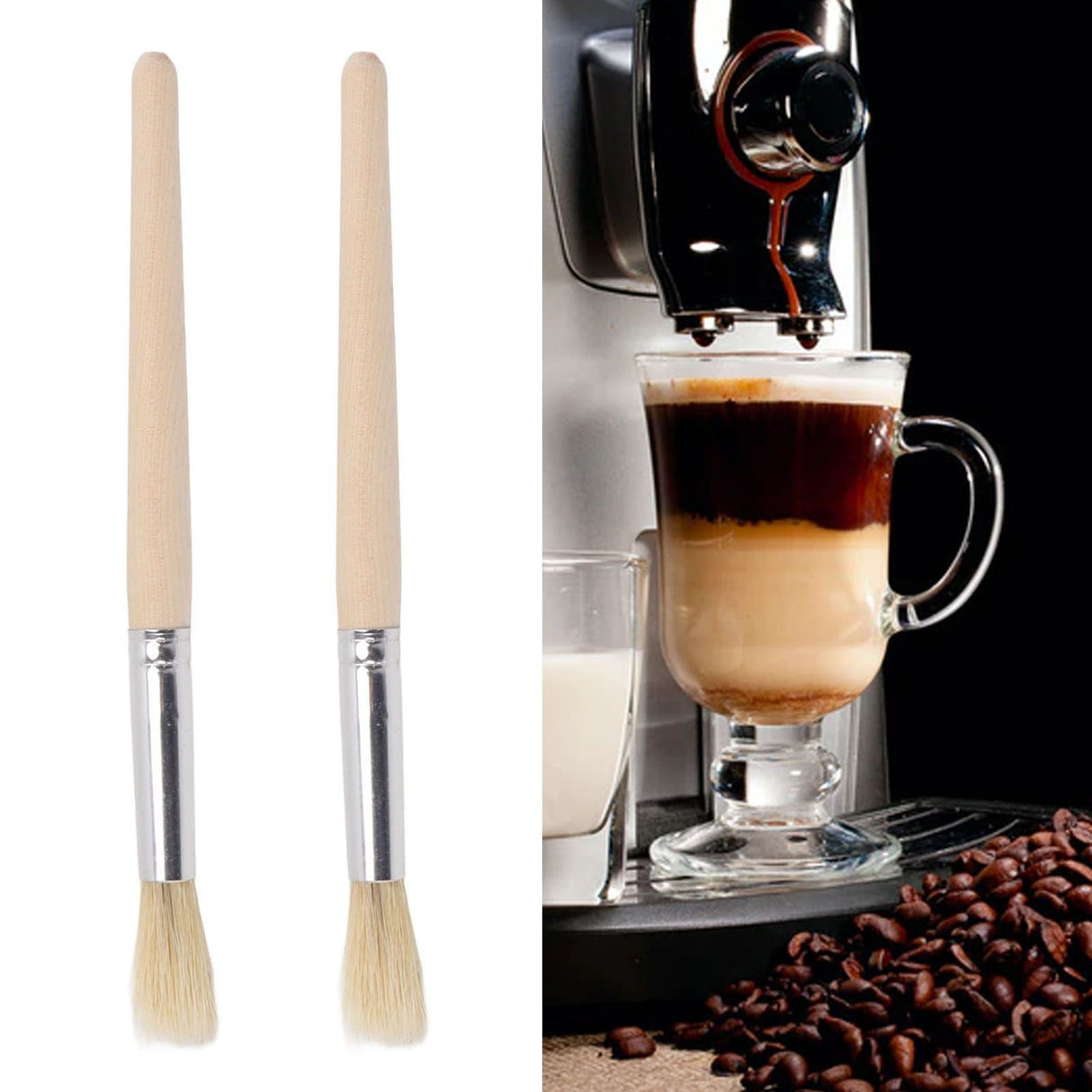 2Pcs Coffee Machine Cleaning Brush Wood Handle Coffee Grinder Cleaning Brush Cleaner Tool for Cafe Home Kitchen