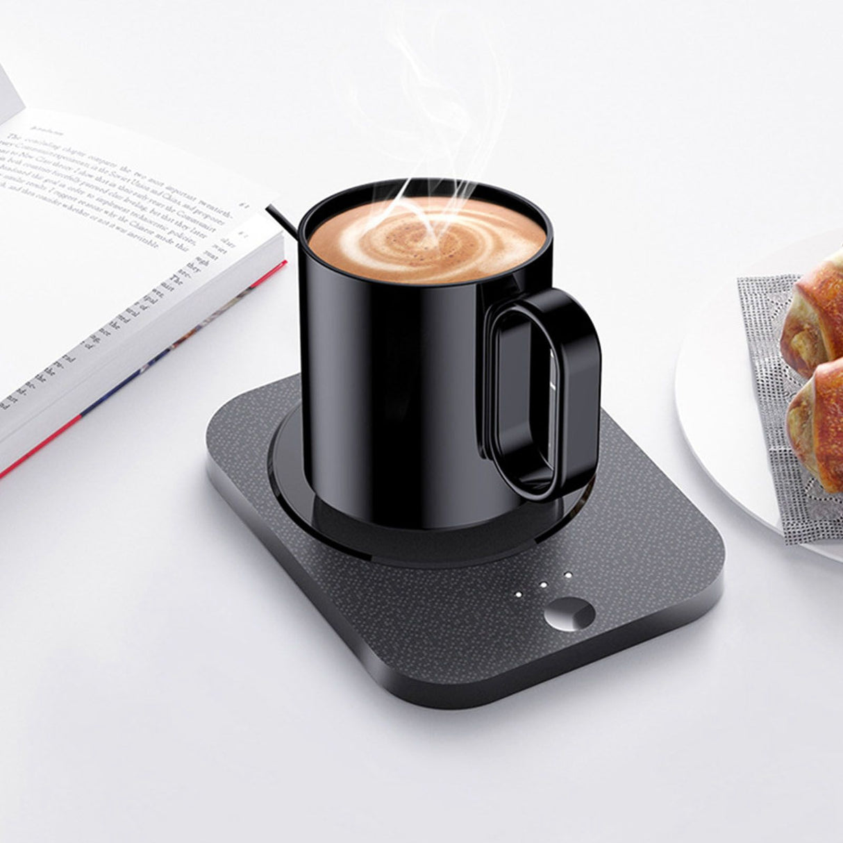 Mug Warmer 3 Gear Electric Cup Wamer Auto Power Off Fast Heating USB Milk Coffee Beverage Warmer Plate Black